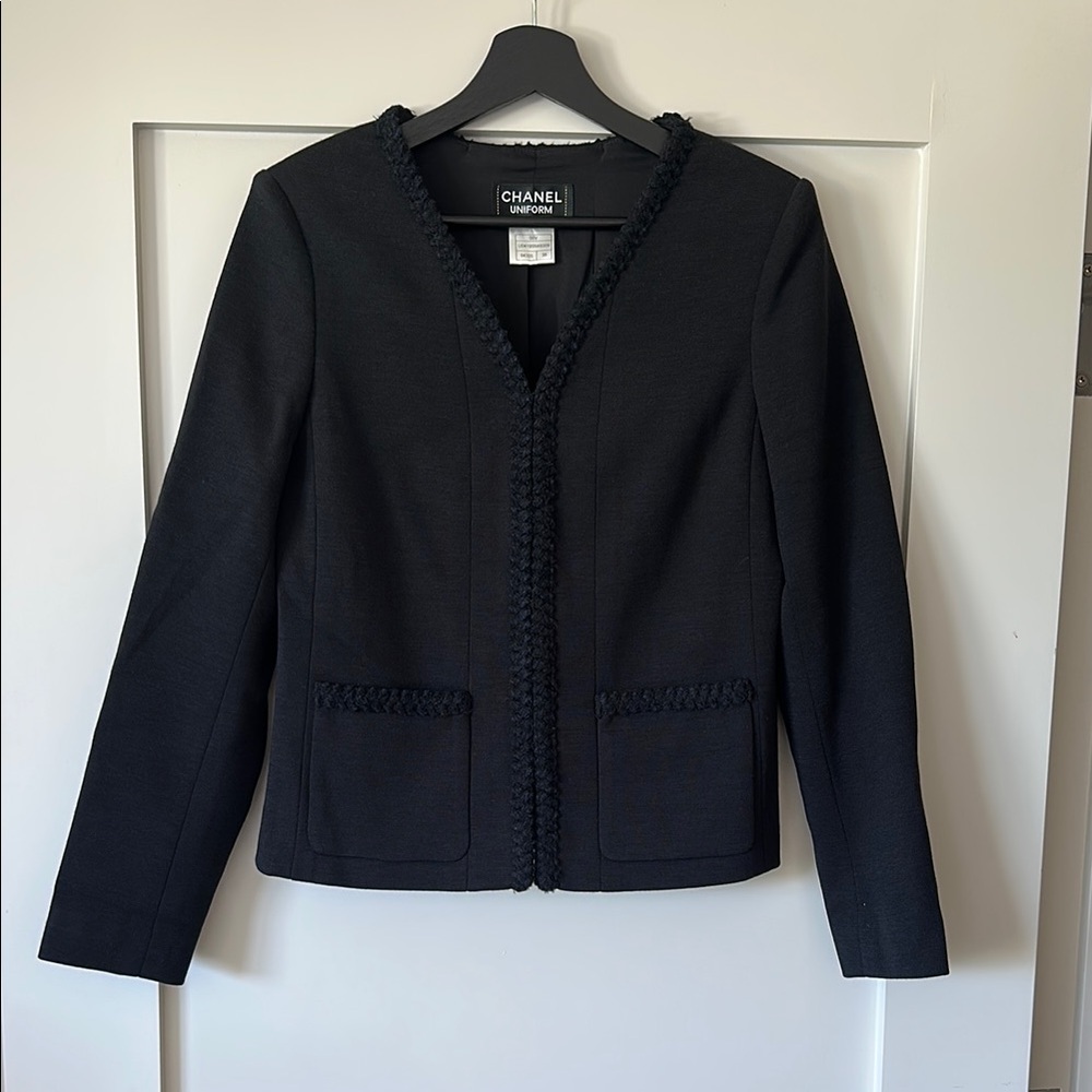 CHANEL Elegant Black Jacket with Braided Details
